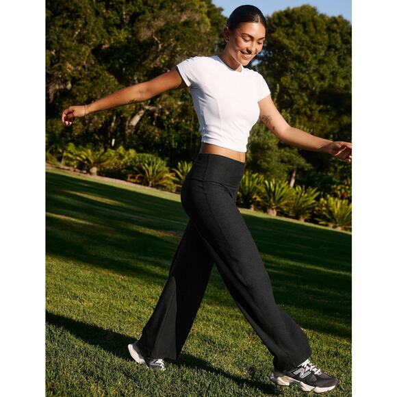 Beyond Yoga Pants - Beyond Yoga Spacedye Foldover Wide Leg Pant Black S
